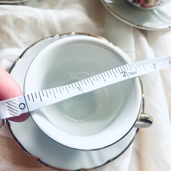 Vintage Small Teacup and Saucer Set | White European Porcelain with Gold Trim - Picture 13 of 15